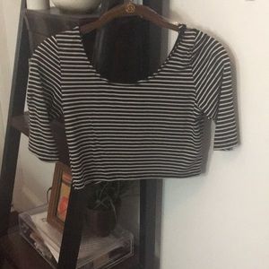 Black & White Striped Crop Top